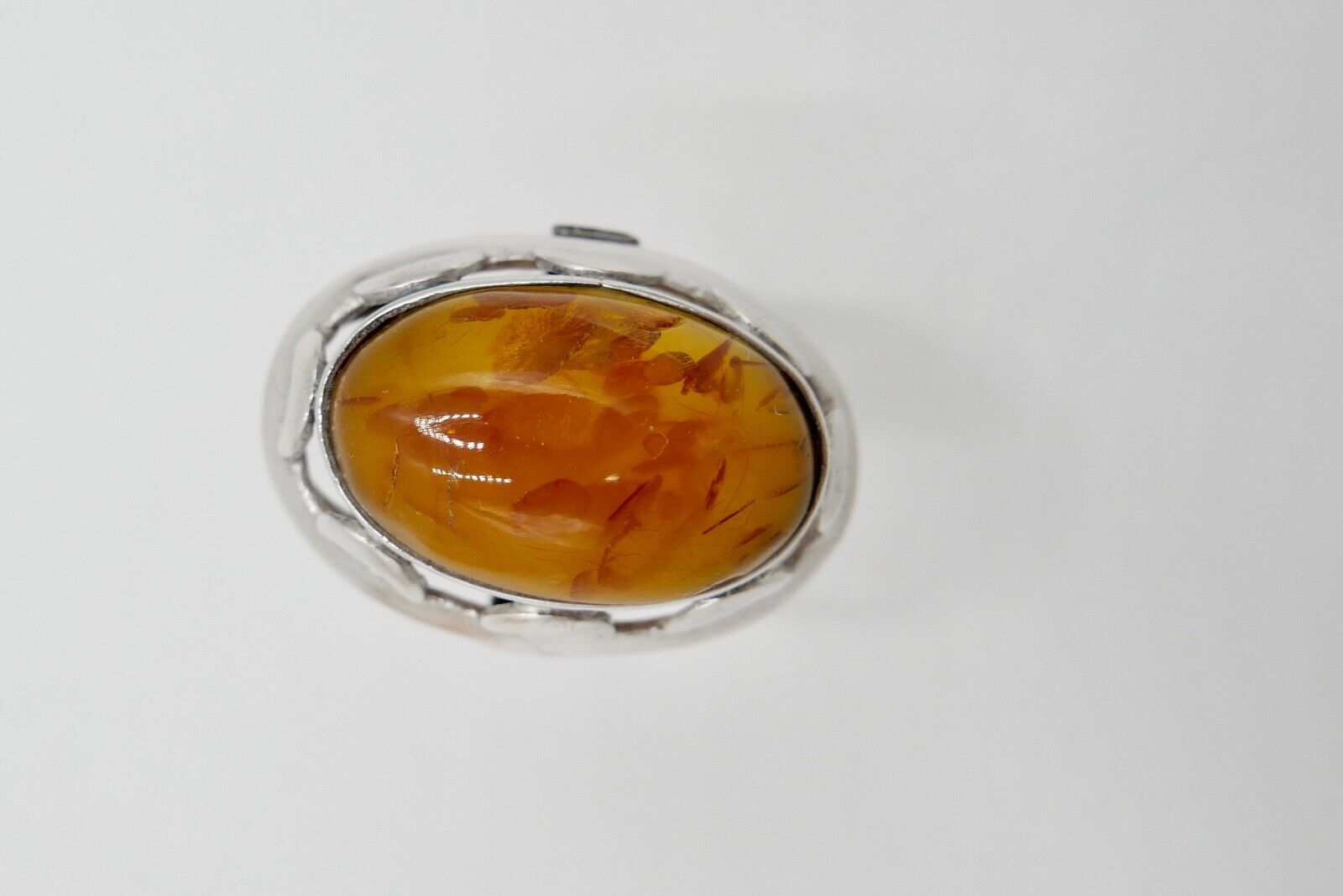 Großer auffälliger Bernstein Designer 835 Silber Ring Gr. 58 WWB 3 Frauenkopf - Antikhandel-Stuttgart