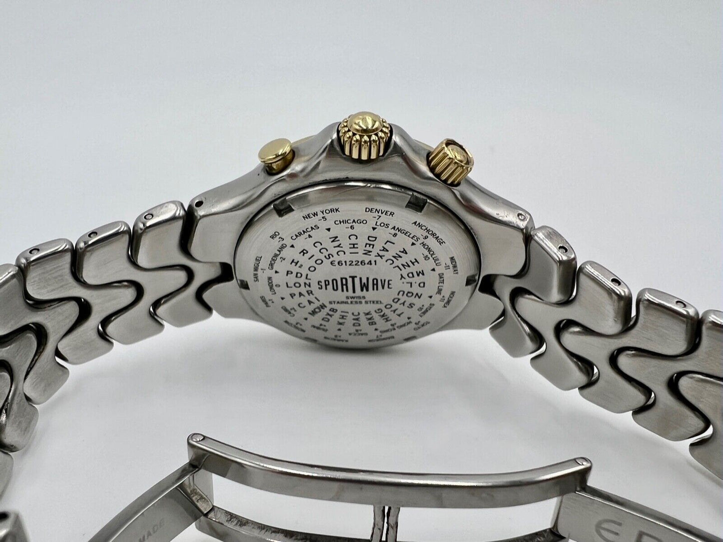 Vintage EBEL Sportwave Meridian GMT Ø40 mm Stahl 750 / 18K Gold Model 6122641 - Antikhandel-Stuttgart