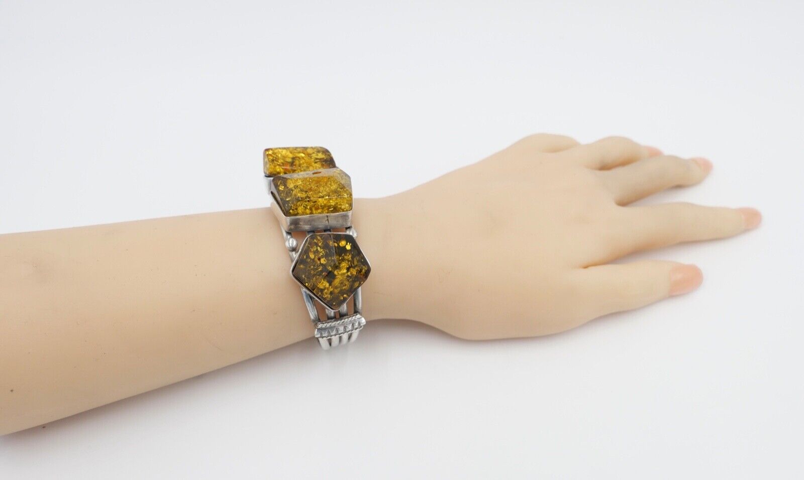 Silber 925 Bernstein Armband Armreif Sterlingsilber - Antikhandel-Stuttgart