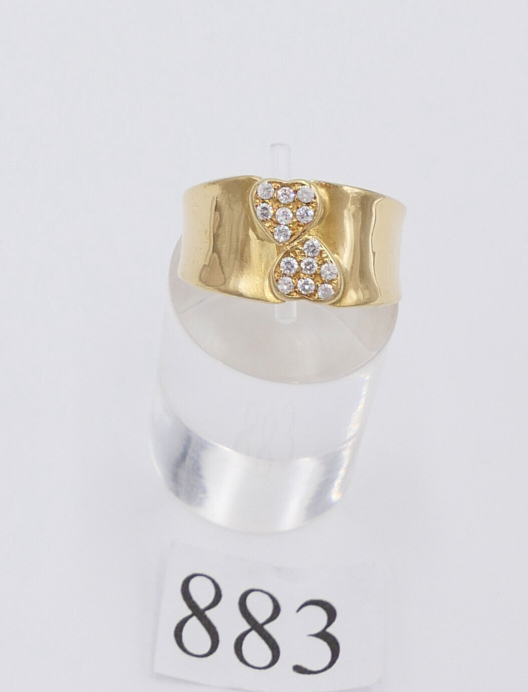 Damen Gold Herz Love Zirkonia Ring 18K 750 1474 VI Oro Top Gr. 61 0,126 Ct - Antikhandel-Stuttgart