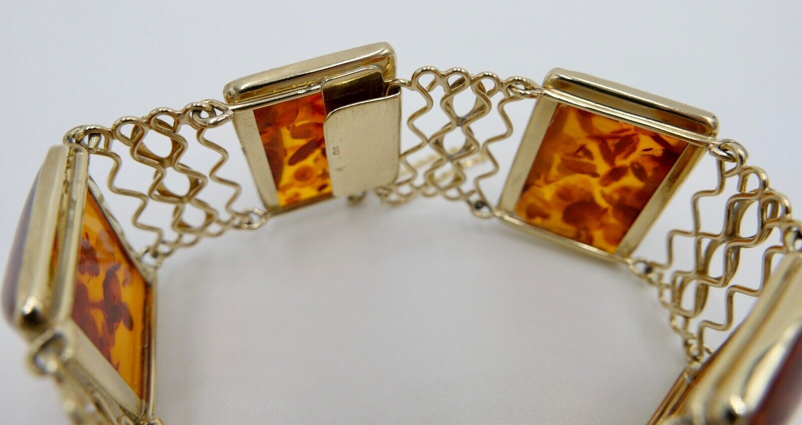 333 Gelbgold FKE Damen Bernstein Glieder Armband 19,3 cm - Antikhandel-Stuttgart