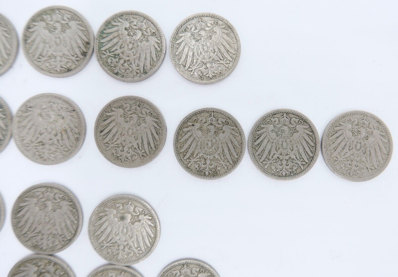33x 5 Pfennig 1890 - 1905 A D E F G J großer Adler Jäger J.12 ss - stg - Antikhandel-Stuttgart
