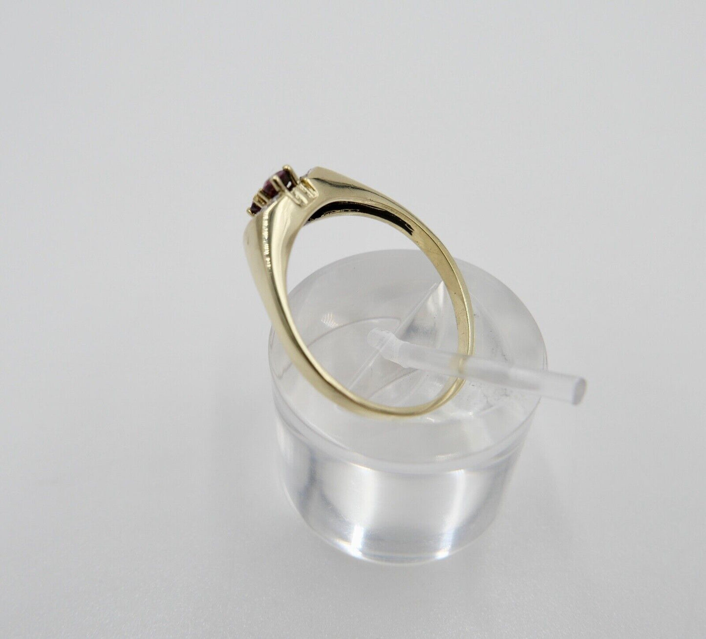 80er Jahre Damenring Ring Gold 585 / 14K Rubin Diamanten Gr. 56 Achtkantschliff - Antikhandel-Stuttgart