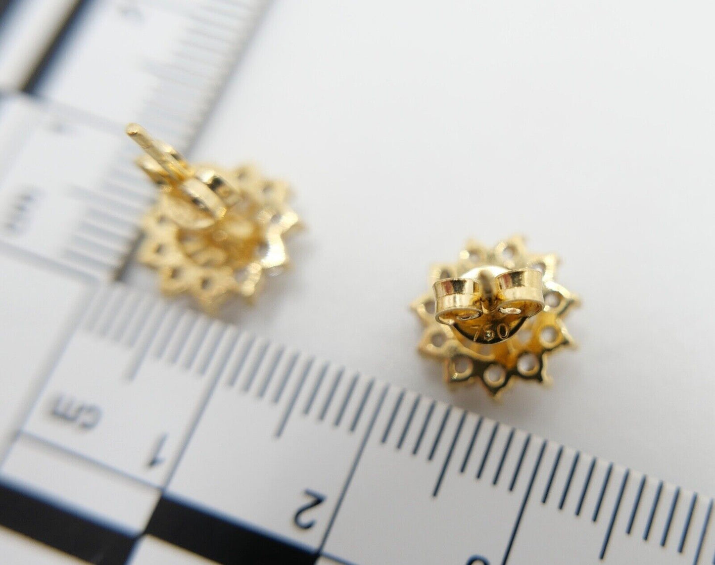 90er Jahre Gelbgold Ohrringe Ohrstecker mit Zirkonia 750 / 18K Italien 0,86 Ct - Antikhandel-Stuttgart