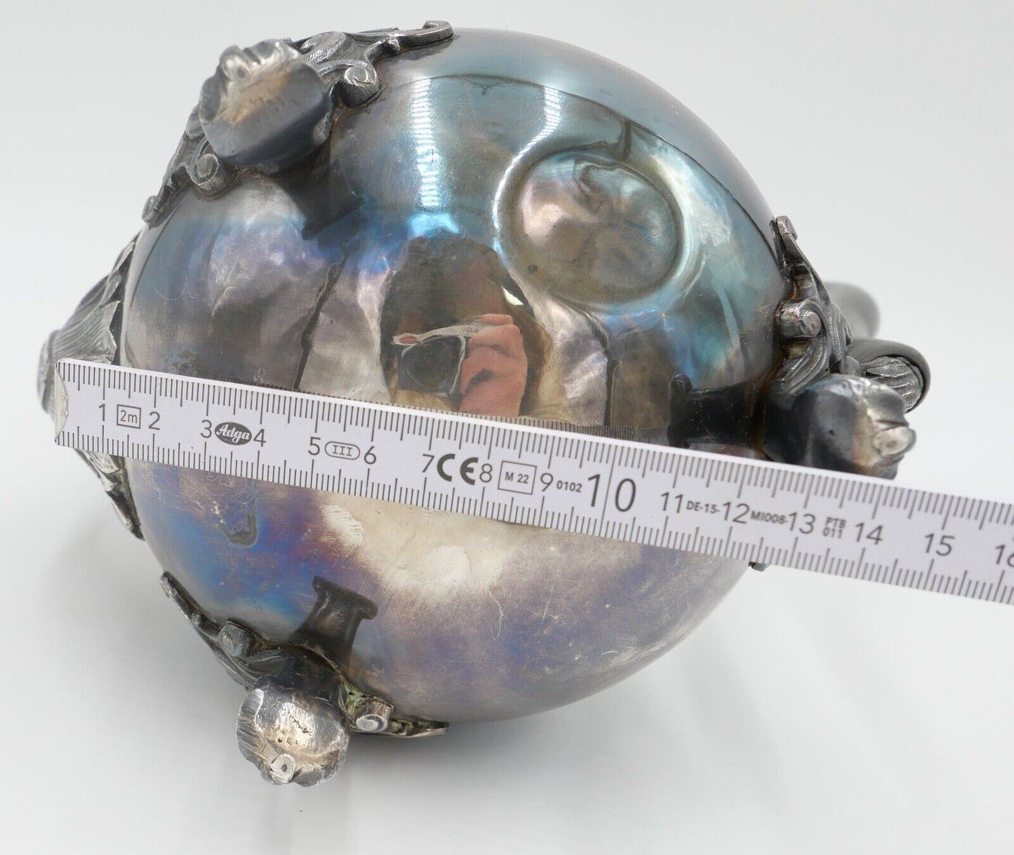 alte schöne florale Teekanne versilbert Double - Antikhandel-Stuttgart