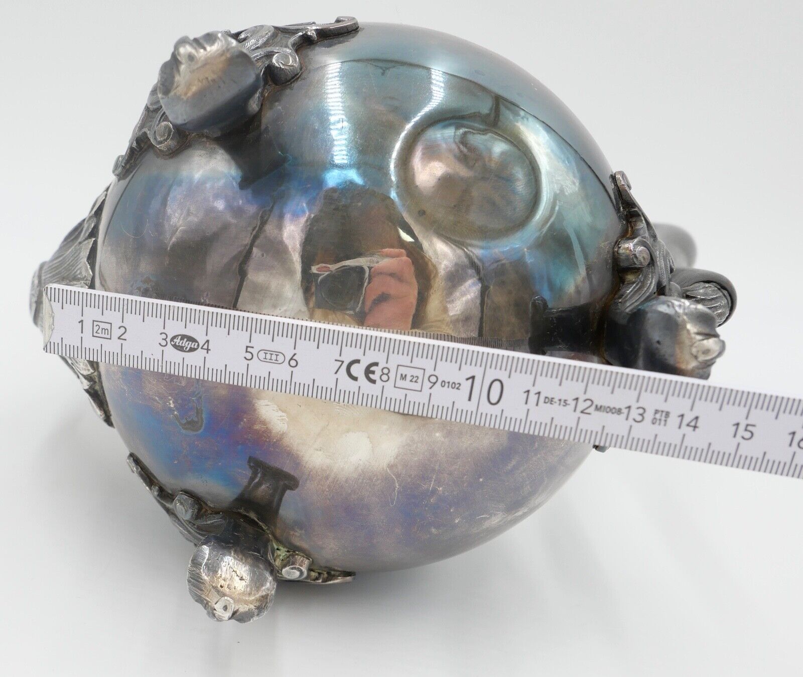 alte schöne florale Teekanne versilbert Double - Antikhandel-Stuttgart