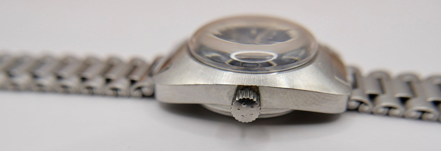 70er Eterna-Matic Damenuhr Automatic Orig Band blaues Zifferblatt 154T Cal 12671