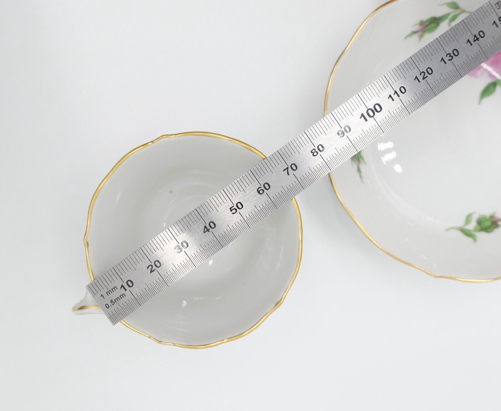 Meissen 1. & 2. Wahl SET " ROTE ROSE " Aschenbecher Vase Mokka Tasse Untertasse - Antikhandel-Stuttgart