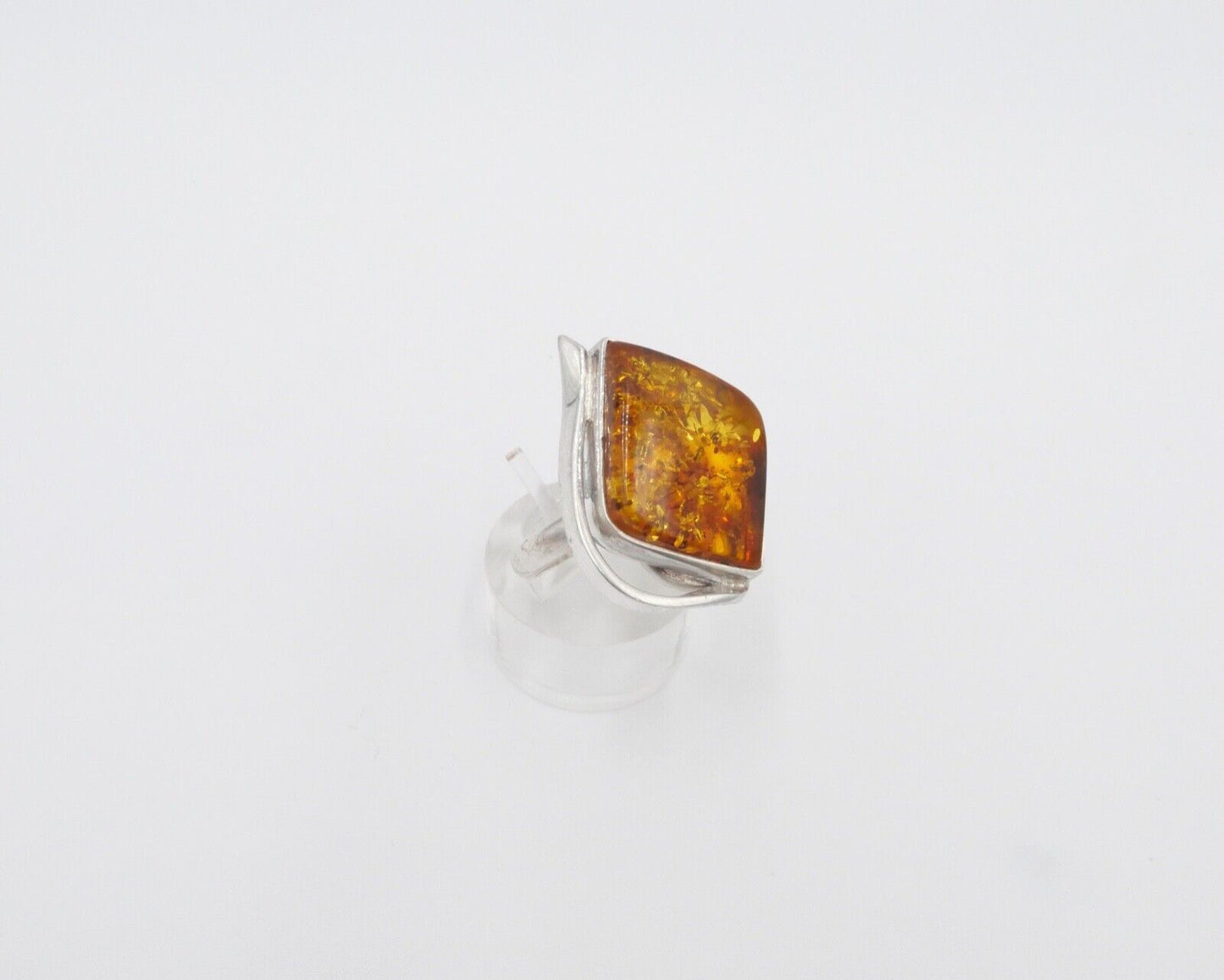 1980er Jahre Designer Ring 925 Silber Bernstein Gr. 60 Frauenkopf Polen G Danzig - Antikhandel-Stuttgart