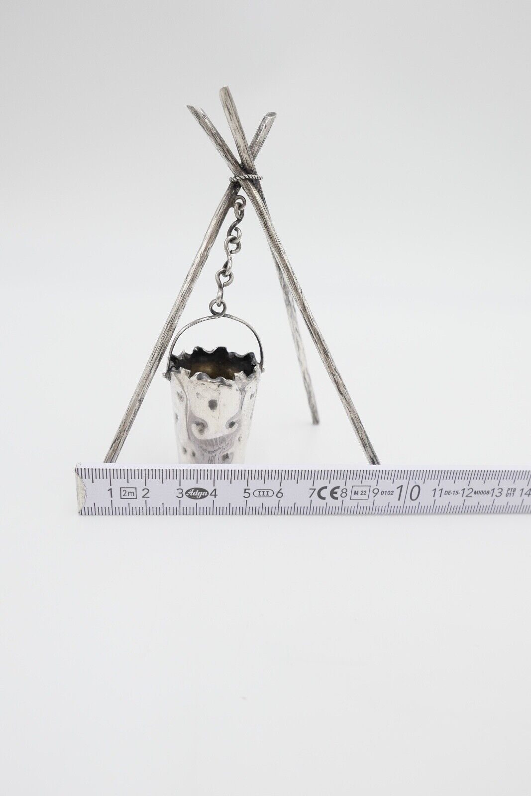 30er 50er Jahre Dreibein / Dreibock Eimer 800 Silber 31,2 Gr Herstellerpunze - Antikhandel-Stuttgart