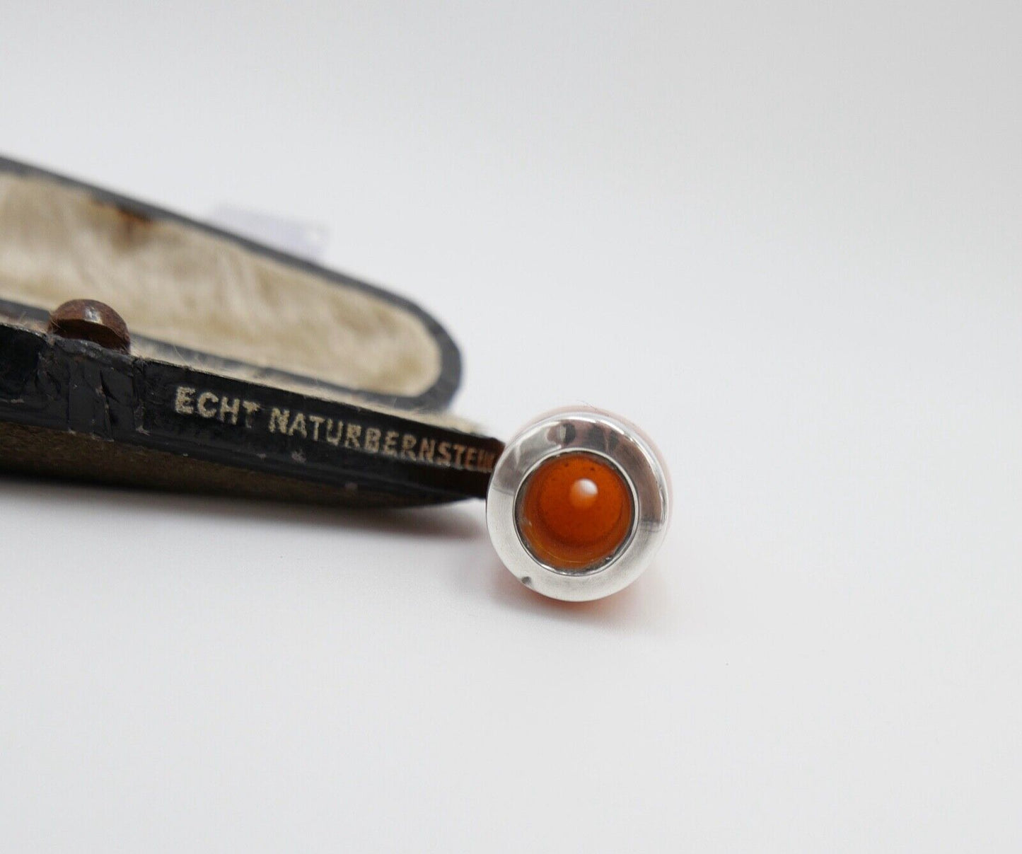 Bernstein Butterscotch Zigarrenspitze Box cigarette holder Amber 925 Silber - Antikhandel-Stuttgart