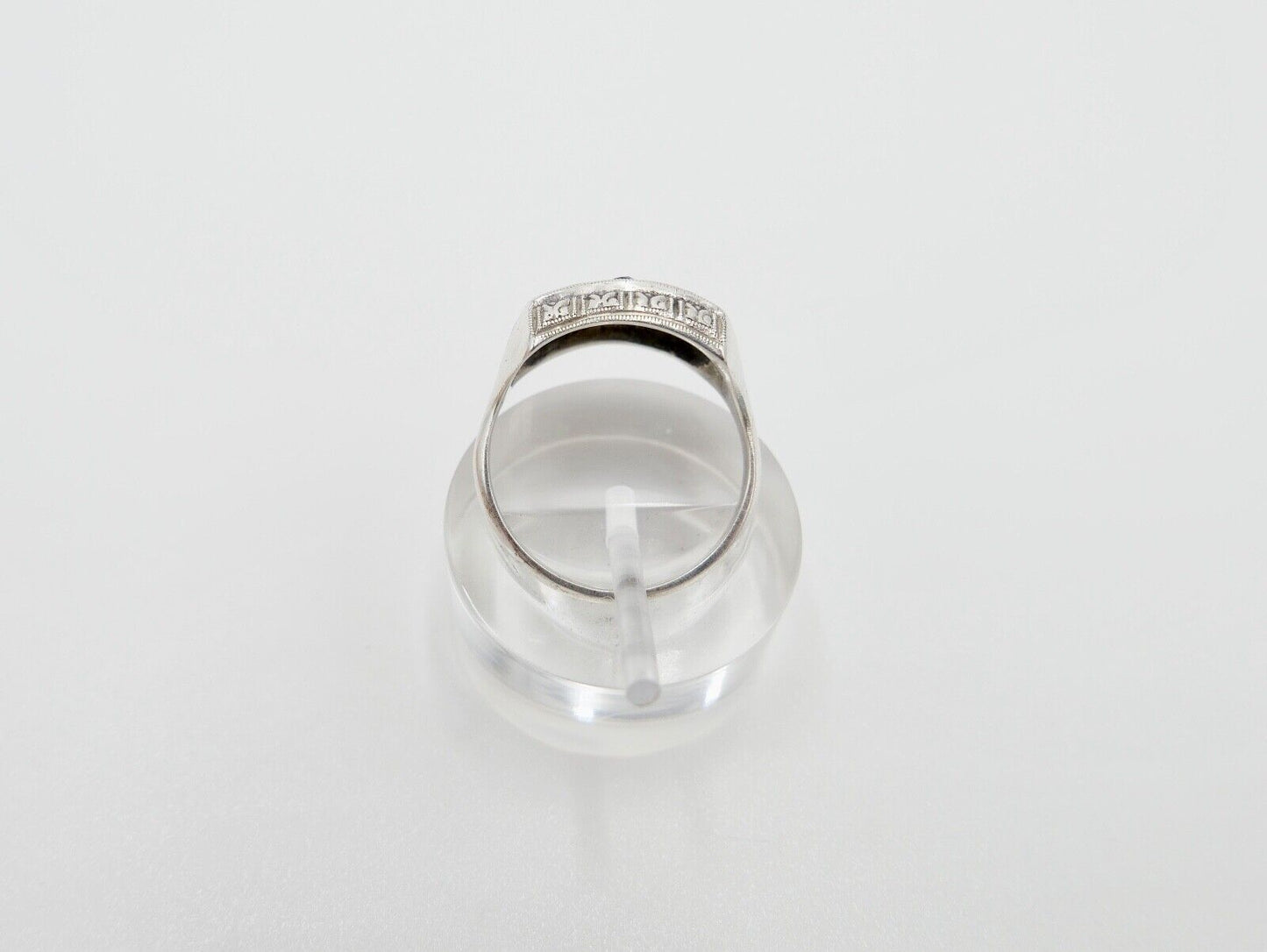ART DECO Damenring Ring Silber 835 Gr. 53 mit grünen & schwarzen Glasstein - Antikhandel-Stuttgart