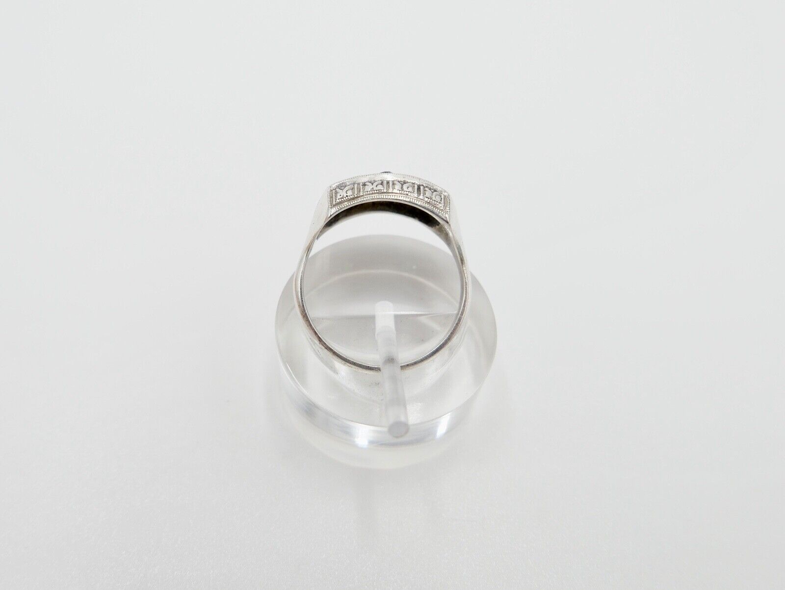 ART DECO Damenring Ring Silber 835 Gr. 53 mit grünen & schwarzen Glasstein - Antikhandel-Stuttgart