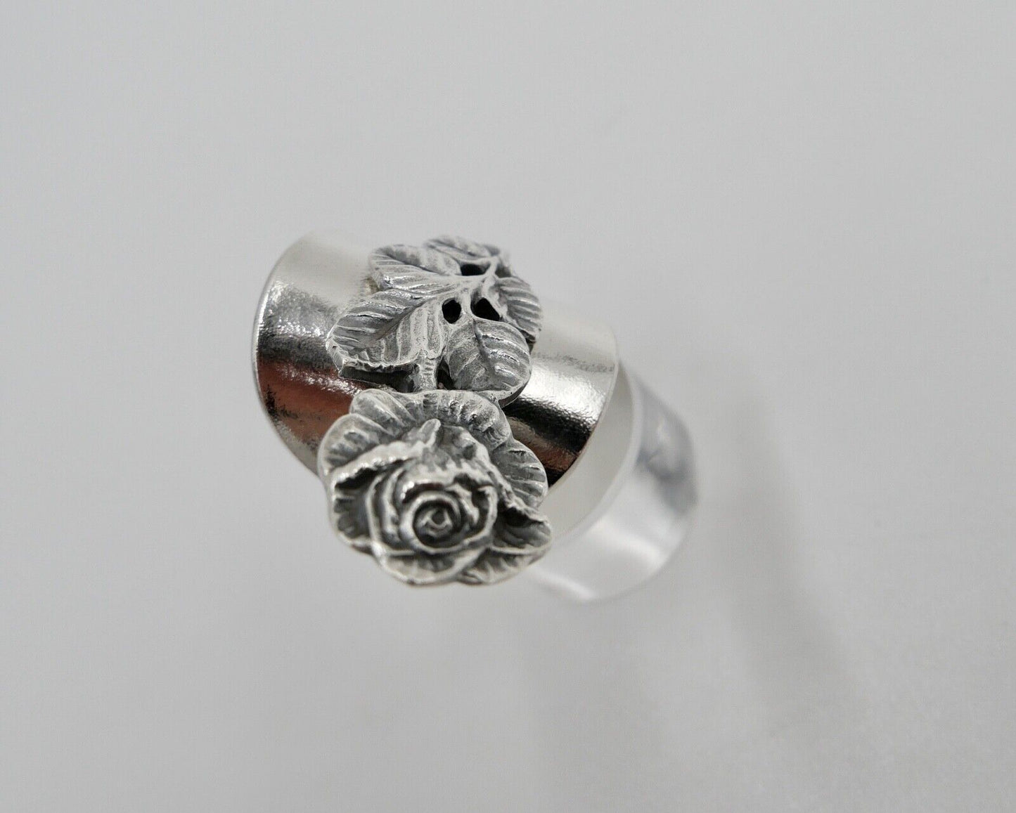 SELTENER Christoph Widmann Damenring versilbert CW 100 Gr. 61 Hildesheimer Rose - Antikhandel-Stuttgart