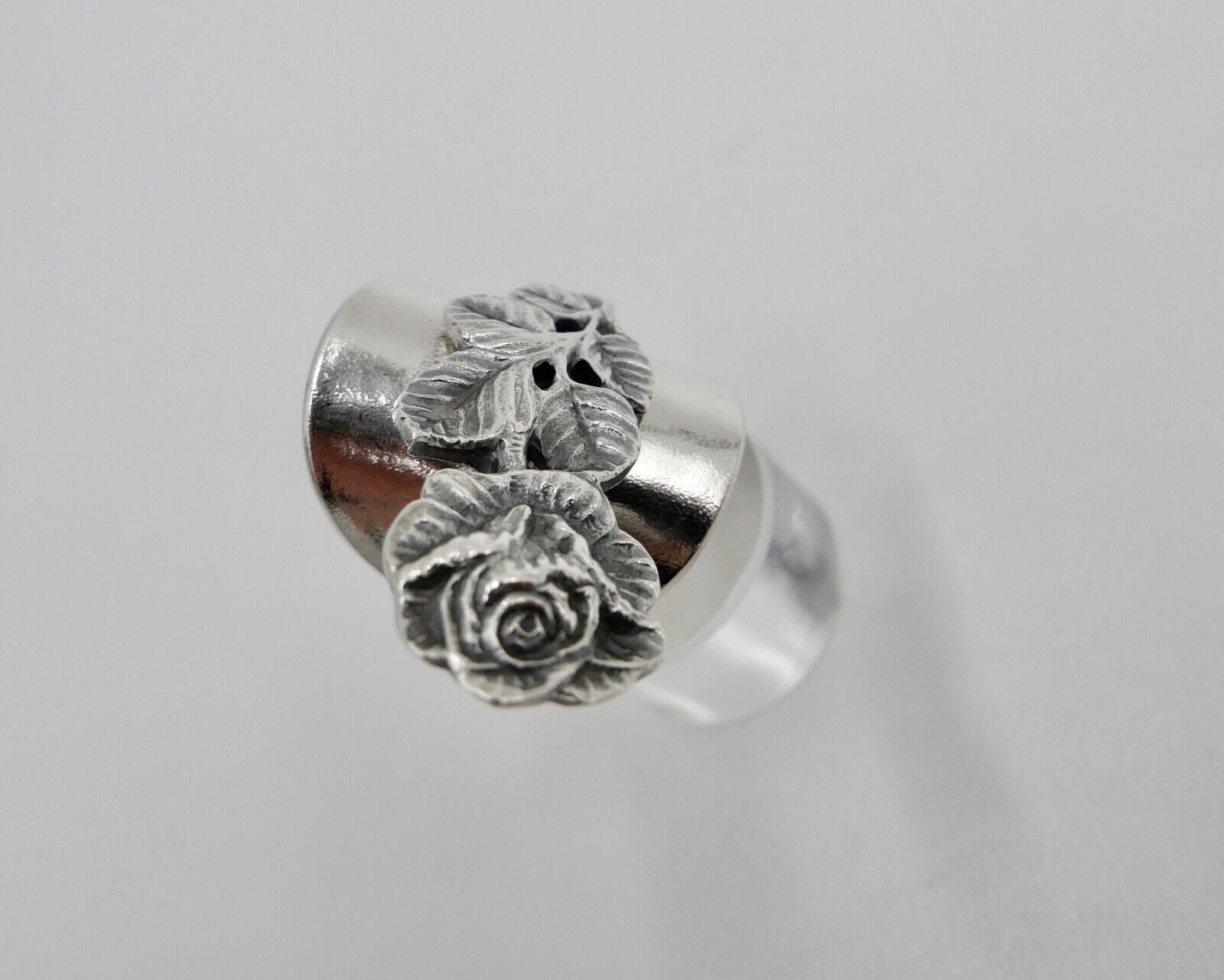 SELTENER Christoph Widmann Damenring versilbert CW 100 Gr. 61 Hildesheimer Rose - Antikhandel-Stuttgart