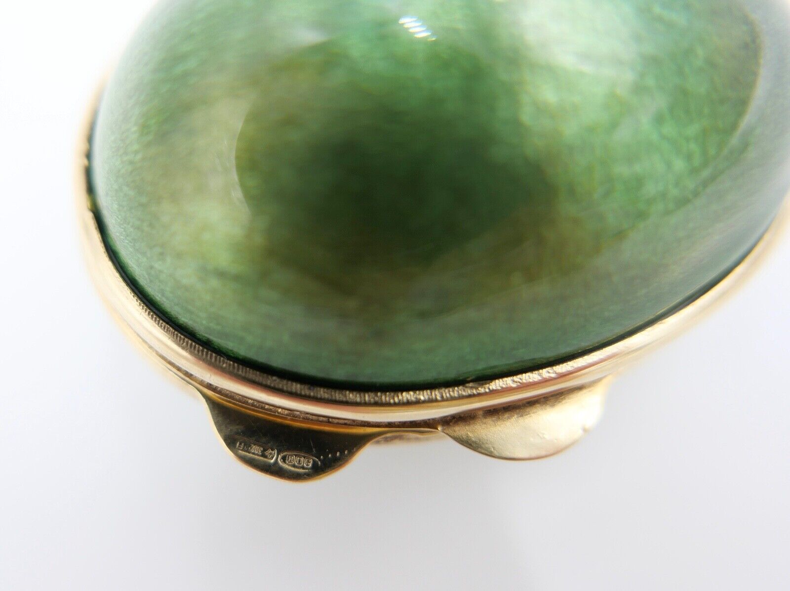 70er Jahre Ei-förmige Pillendose Emaille Keramik 800 Silber vergoldet Florenz It - Antikhandel-Stuttgart