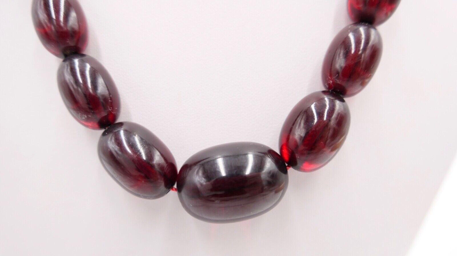 1920er Jahre Cherry Bakelit Rot Oliven bakelite Kette 50 cm - Antikhandel-Stuttgart