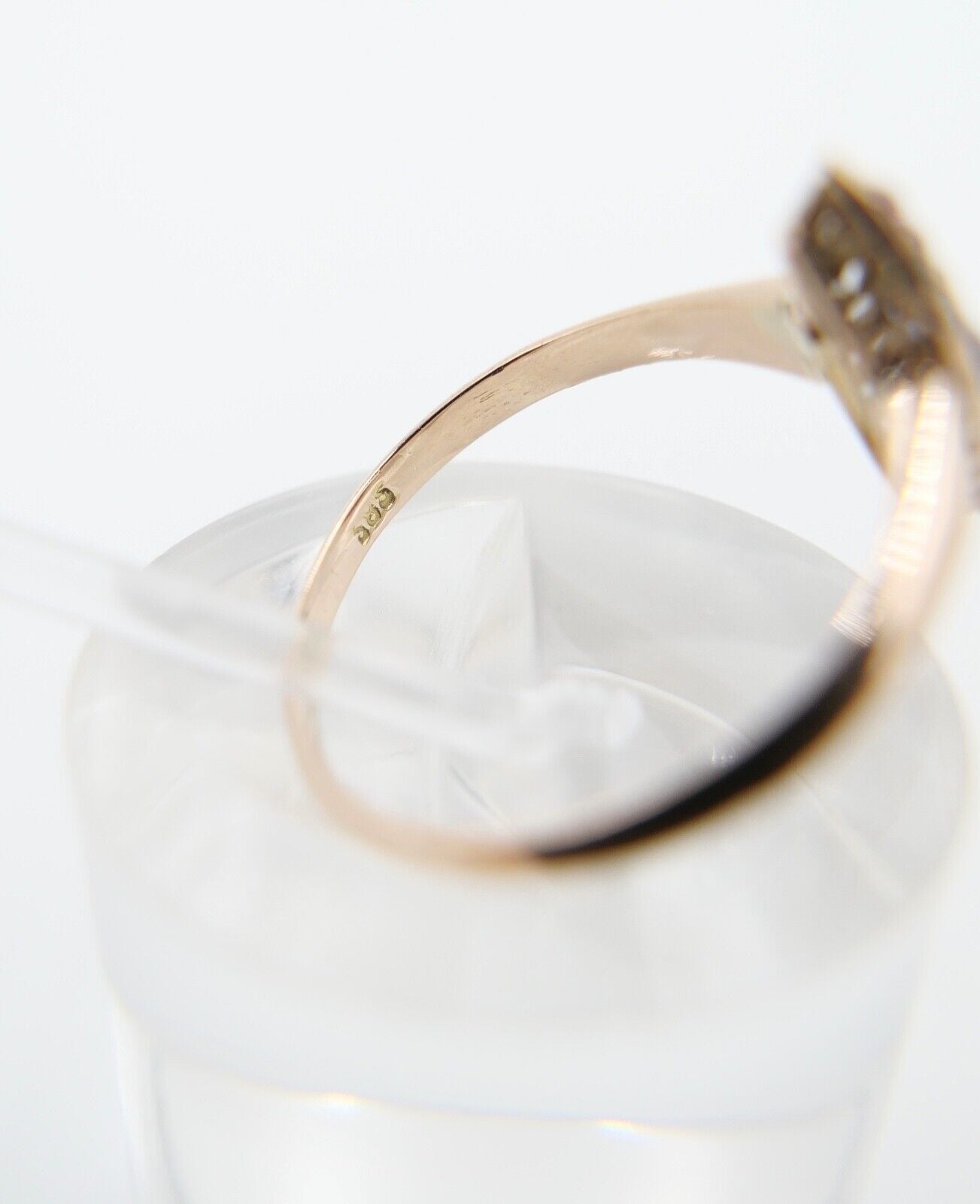 Antiker Damen Rotgold Ring 585 / 14K Gr. 53 Navette Saatperle Rubin syn. Spinell - Antikhandel-Stuttgart