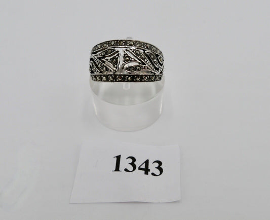 80er Jahre Markasit 925 Silberring Gr. 57 Damenring - Antikhandel-Stuttgart