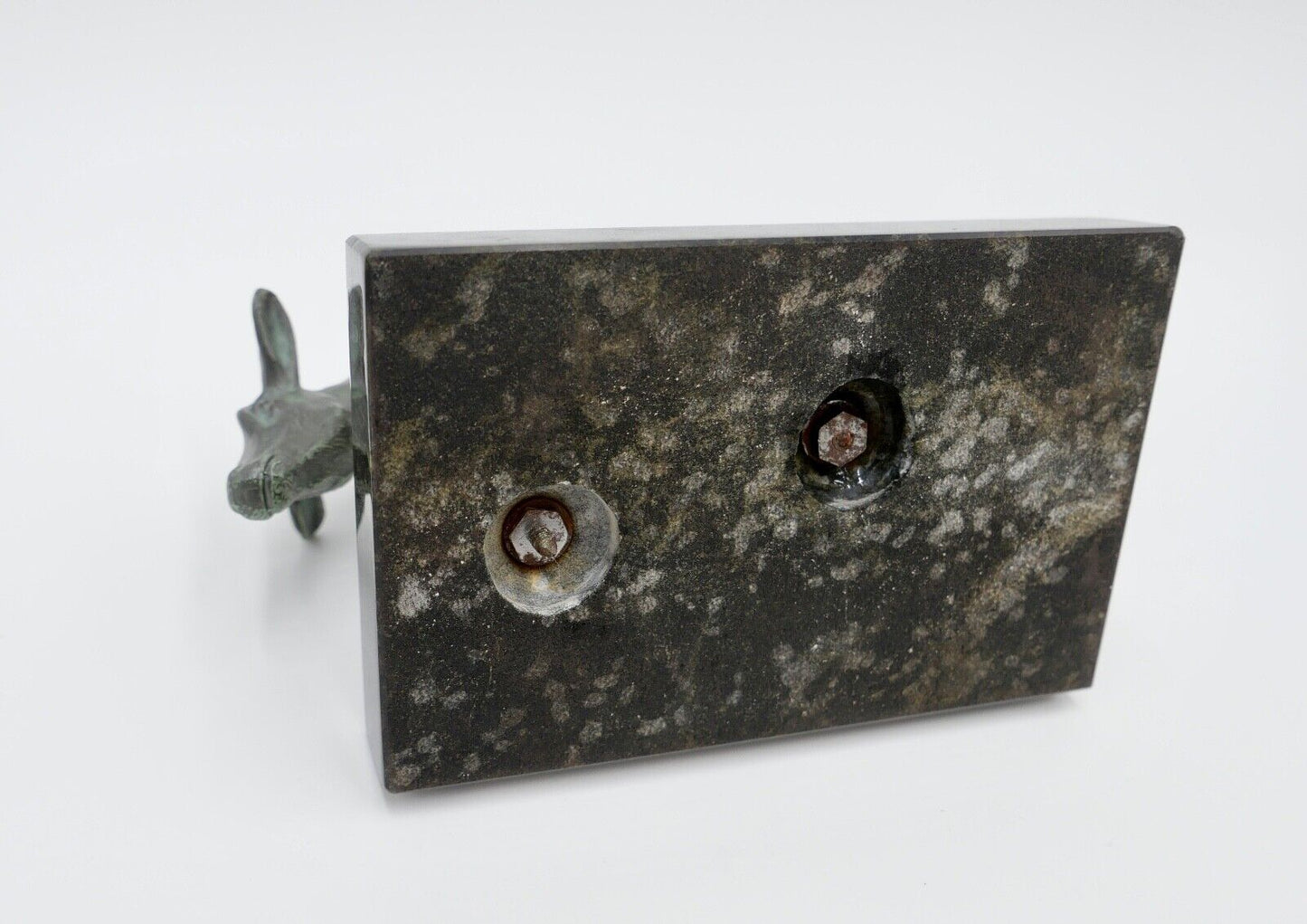 kleine Messing Figur Bronziert " Kalb / Kuh " auf Marmorsockel Skulptur - Antikhandel-Stuttgart