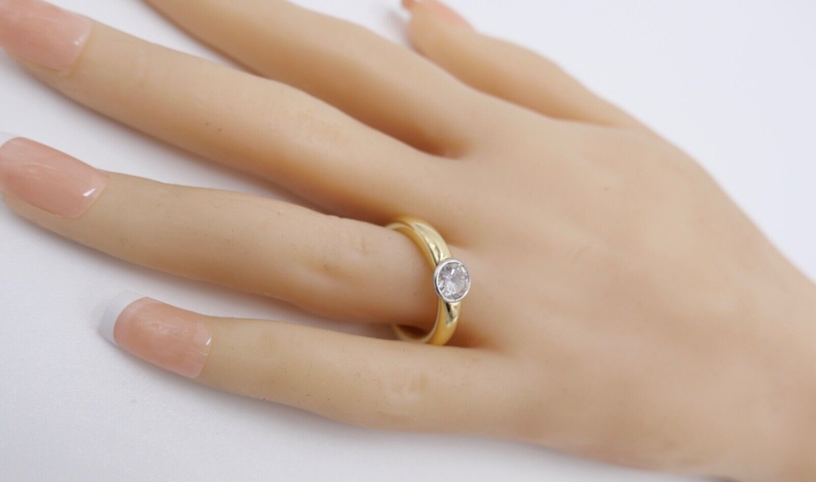 Massiver 750 18K LUXUS Gelbgold Damen Brillant Spannring 0,90 Ct tGr.56 - Antikhandel-Stuttgart