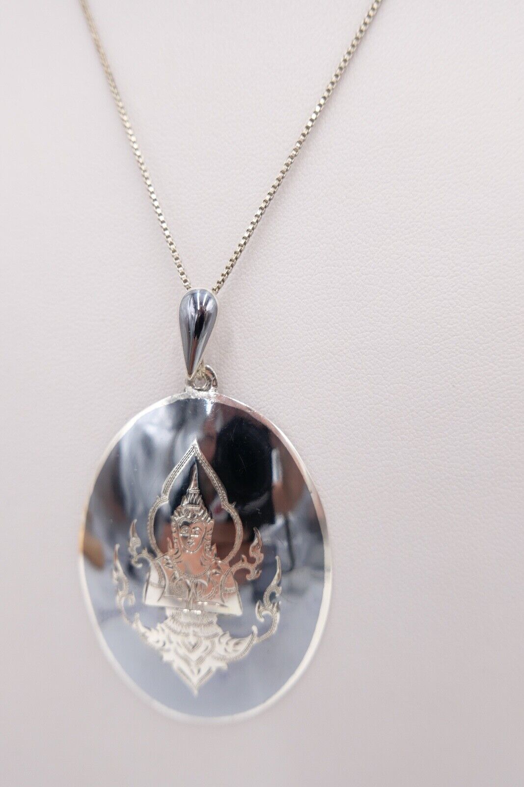 Siam Sterling 925 Silber Anhänger mit Emaille Motiv: Göttin - Antikhandel-Stuttgart