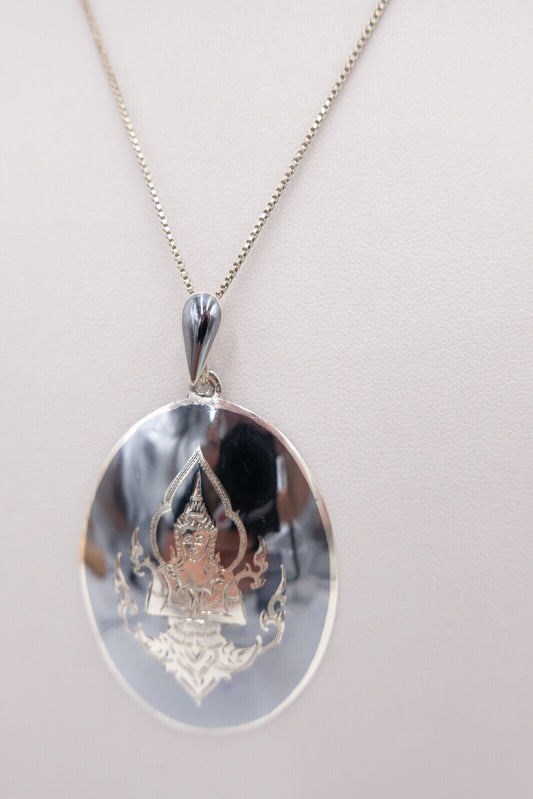 Siam Sterling 925 Silber Anhänger mit Emaille Motiv: Göttin - Antikhandel-Stuttgart