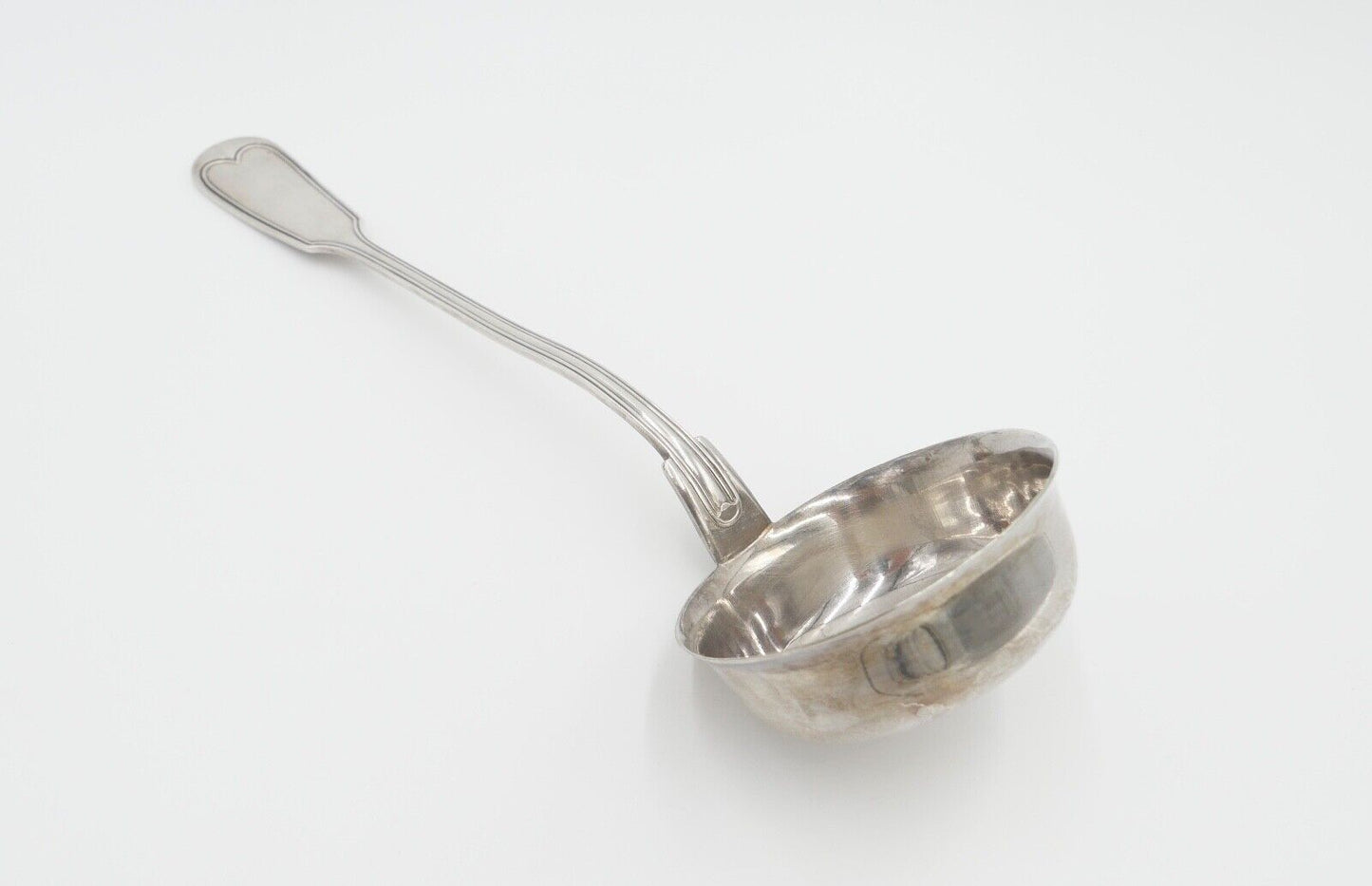 OKA 60 Suppenschöpfer Suppenkelle 60 versilbert Augsburger Faden - Antikhandel-Stuttgart