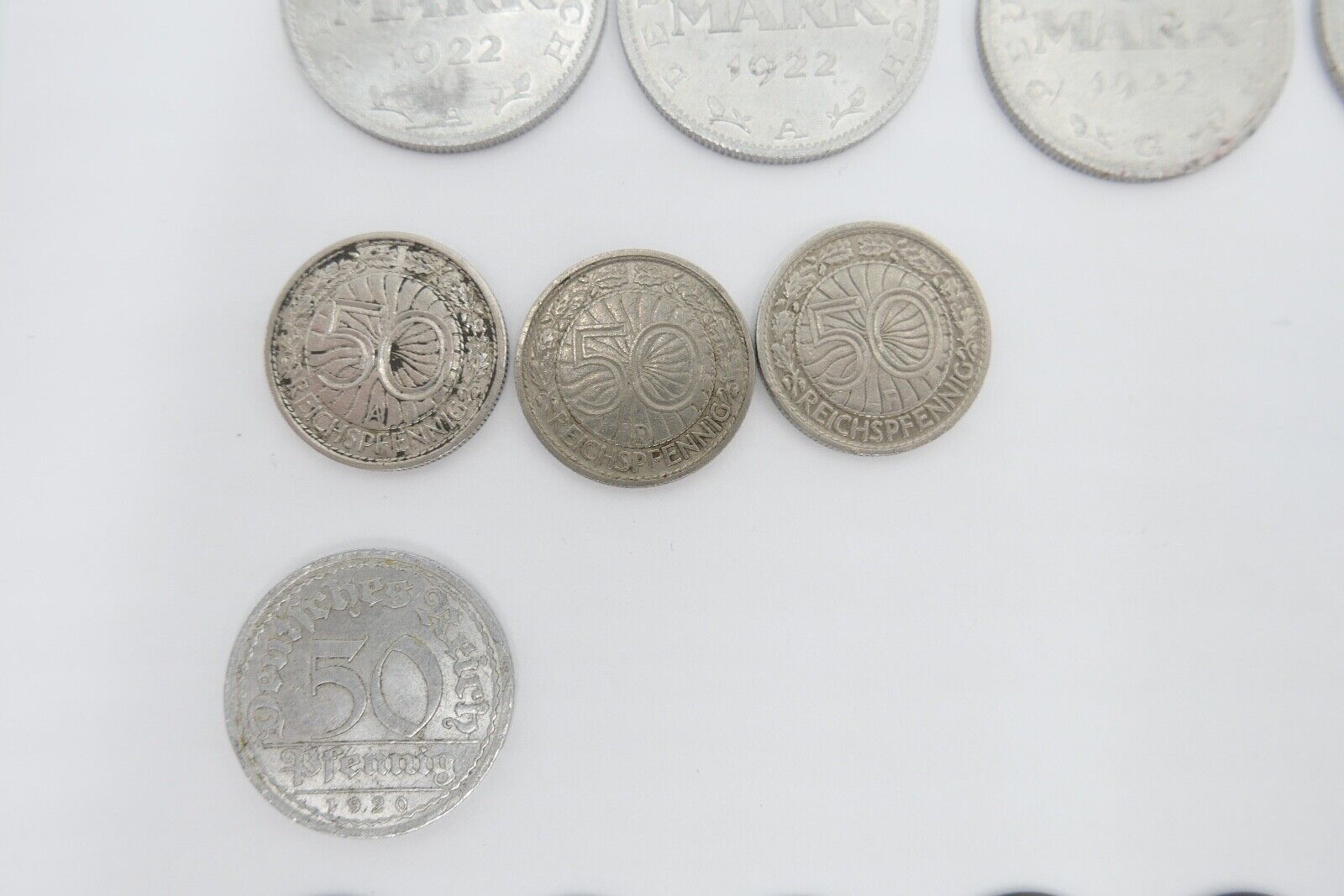 Posten Weimarer Republik 1, 3, 500 Mark 1, 2, 4, 5, 10, 50 Pfennig - Antikhandel-Stuttgart