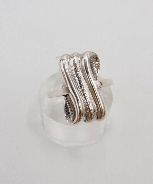 vintage 70er Jahre Wellen Damenring Silber 835 Gr. 57 - Antikhandel-Stuttgart