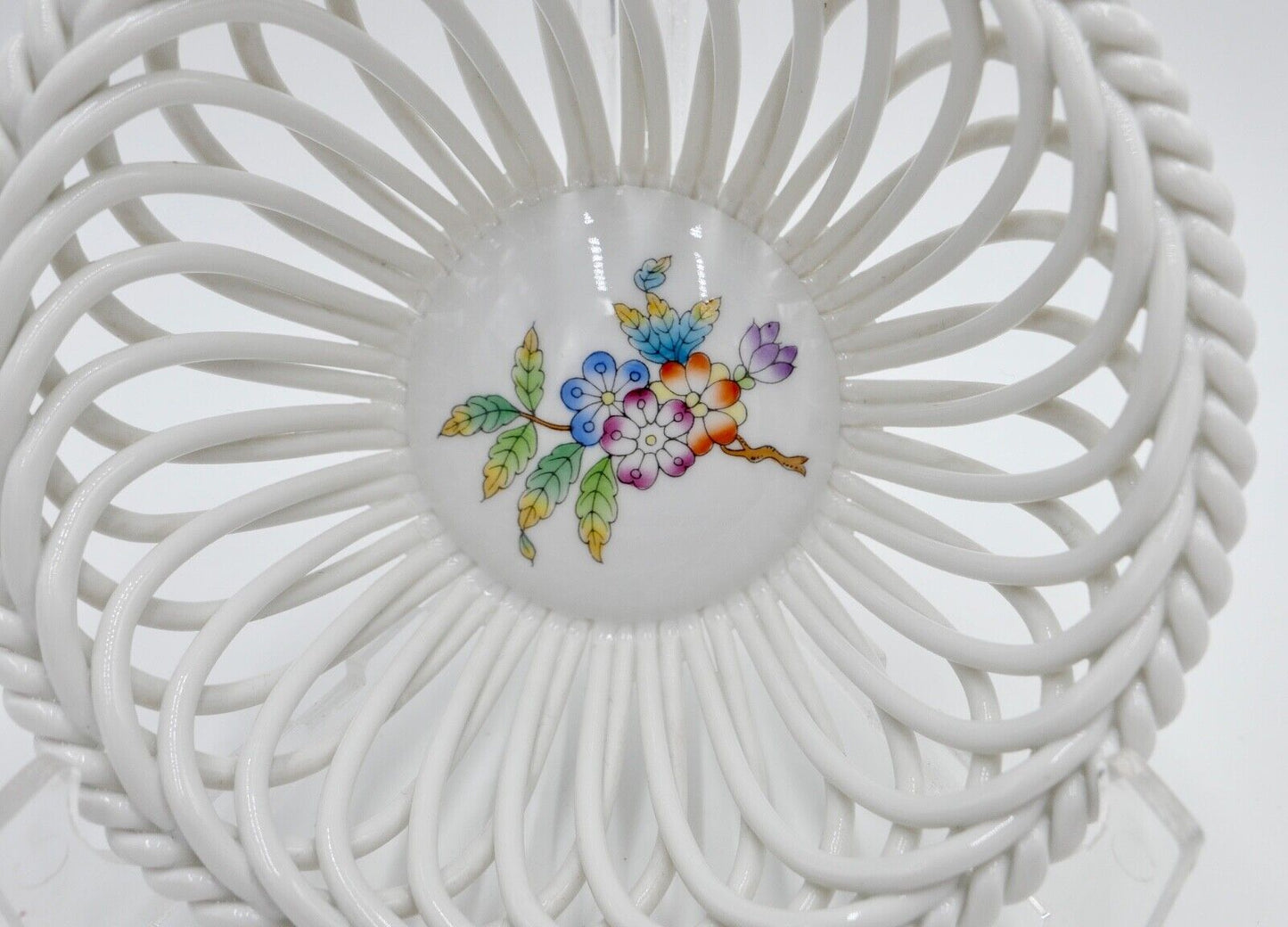 Herend Hungary Porzellan " Durchbruchschale " handbemalt kleines Körbchen 7371 - Antikhandel-Stuttgart