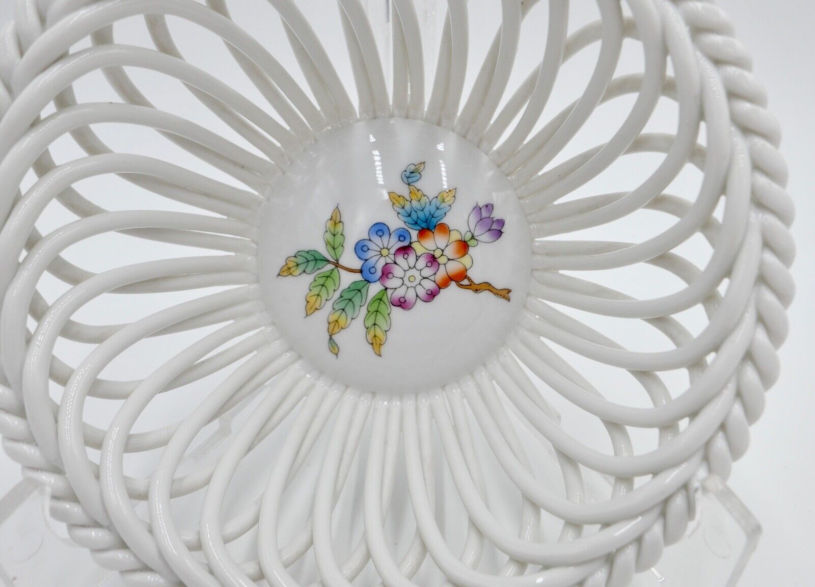 Herend Hungary Porzellan " Durchbruchschale " handbemalt kleines Körbchen 7371 - Antikhandel-Stuttgart