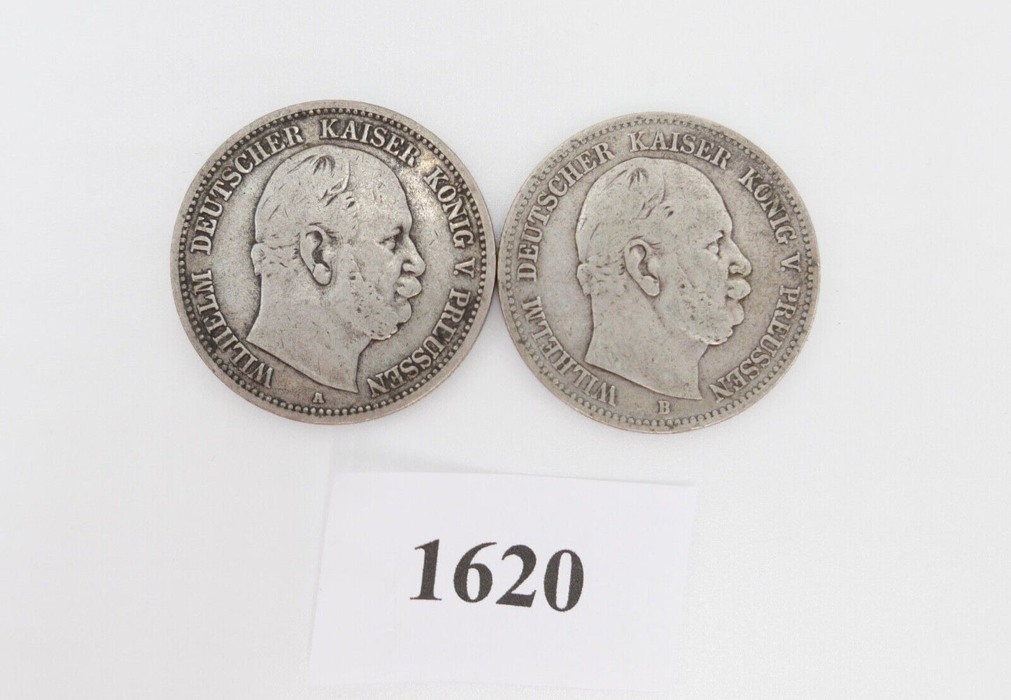 2x 2 Mark 1876 A + B " Wilhelm König von Preussen " ss - vz Jäger J.96 Silber - Antikhandel-Stuttgart