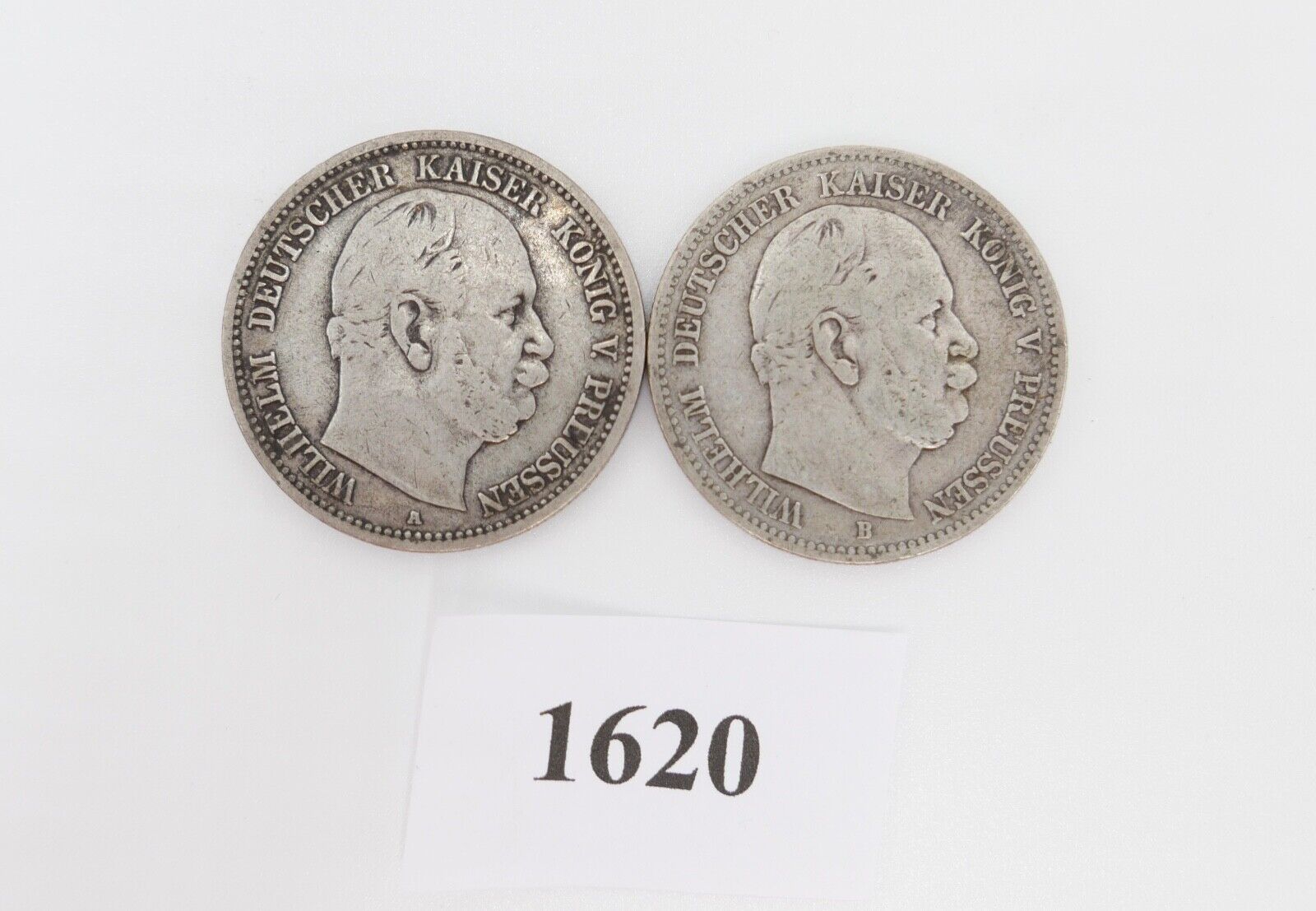 2x 2 Mark 1876 A + B " Wilhelm König von Preussen " ss - vz Jäger J.96 Silber - Antikhandel-Stuttgart