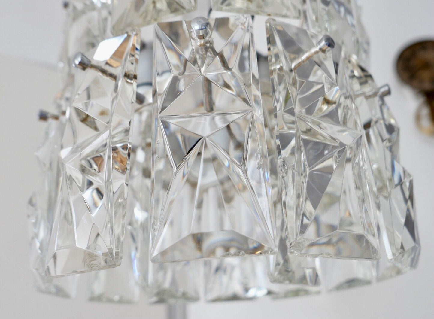 1960er tief hängende KINKELDEY Kristall Deckenleuchte Deckenlampe Lüster 122cm - Antikhandel-Stuttgart