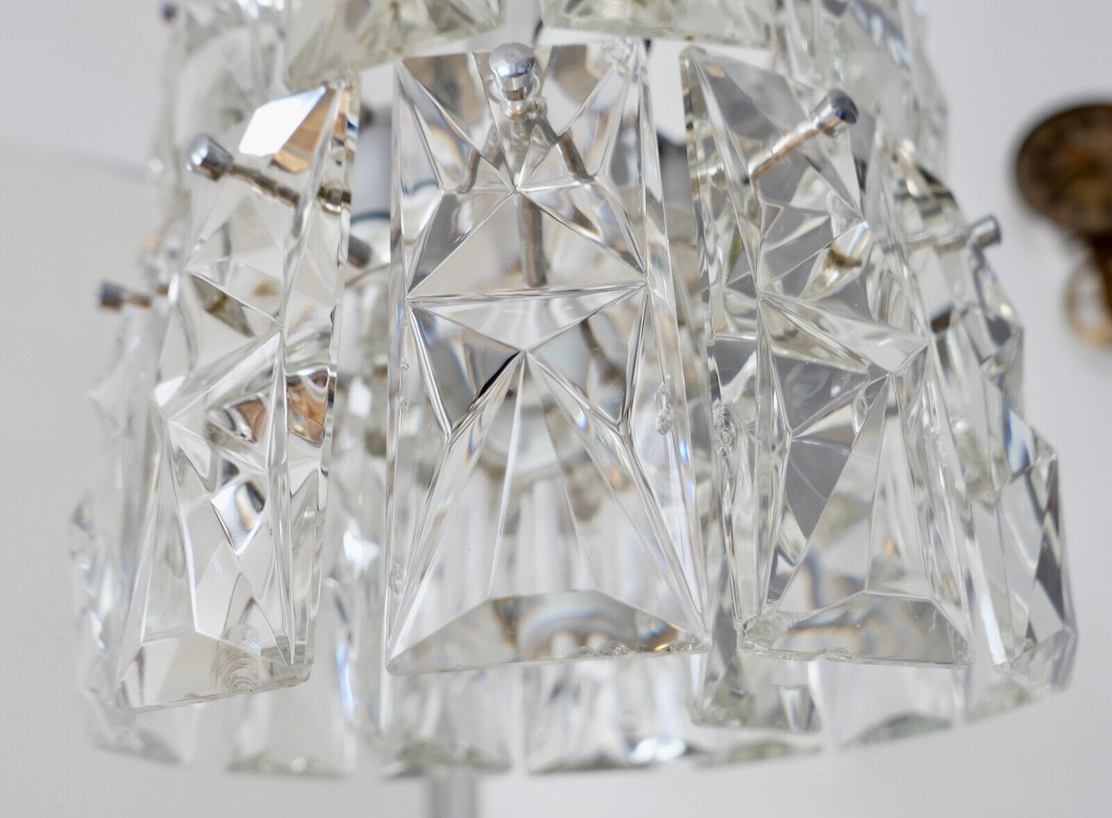 1960er tief hängende KINKELDEY Kristall Deckenleuchte Deckenlampe Lüster 122cm - Antikhandel-Stuttgart