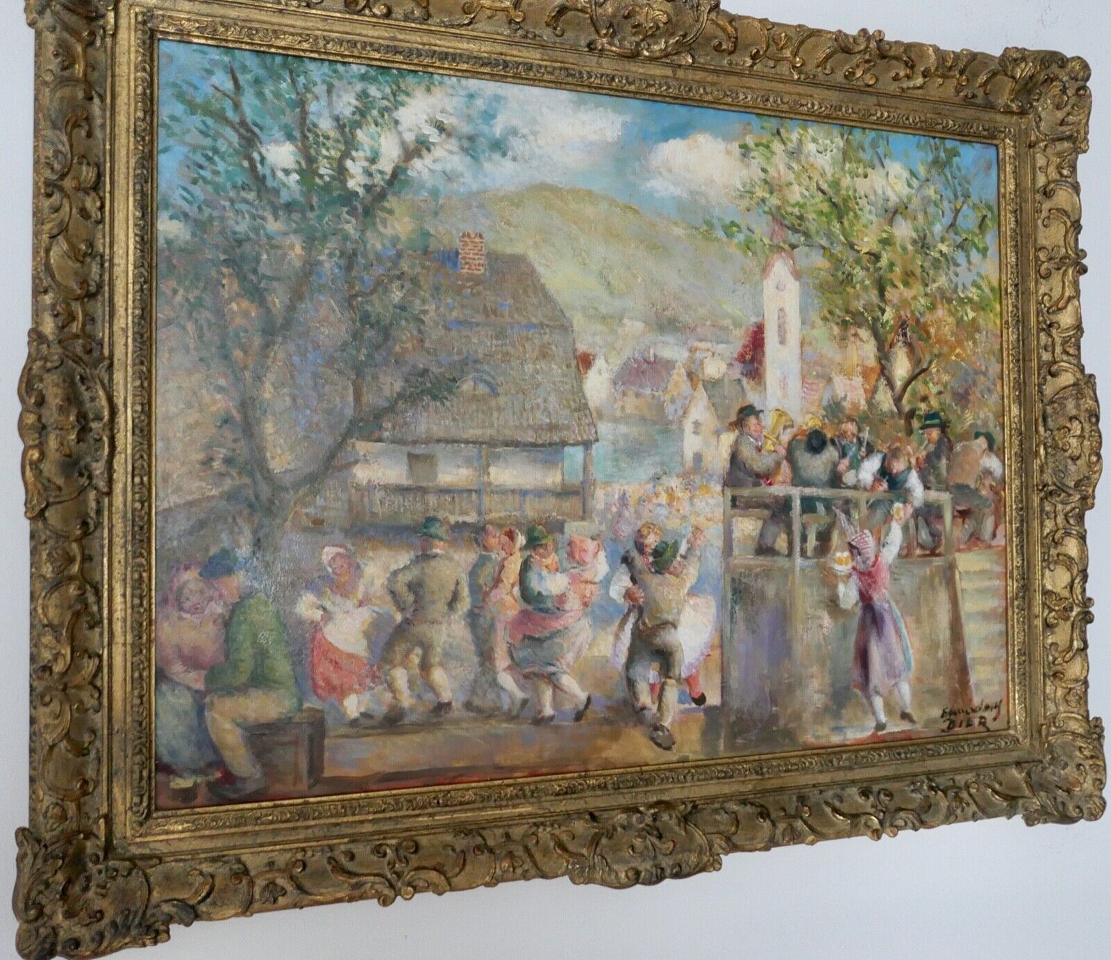 Ölgemälde " Erhard Amadeus Dier " (1893-1969) Wien BAUERNTANZ 95x75cm 1930-40er - Antikhandel-Stuttgart