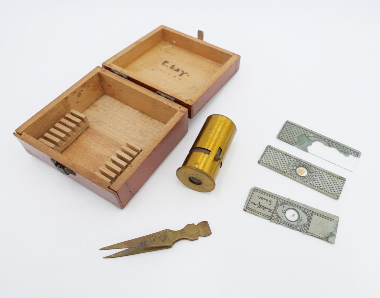 antik um 1880 - 1900 Mikroskop Taschenmikroskop Minimikroskop Reisemikroskop - Antikhandel-Stuttgart