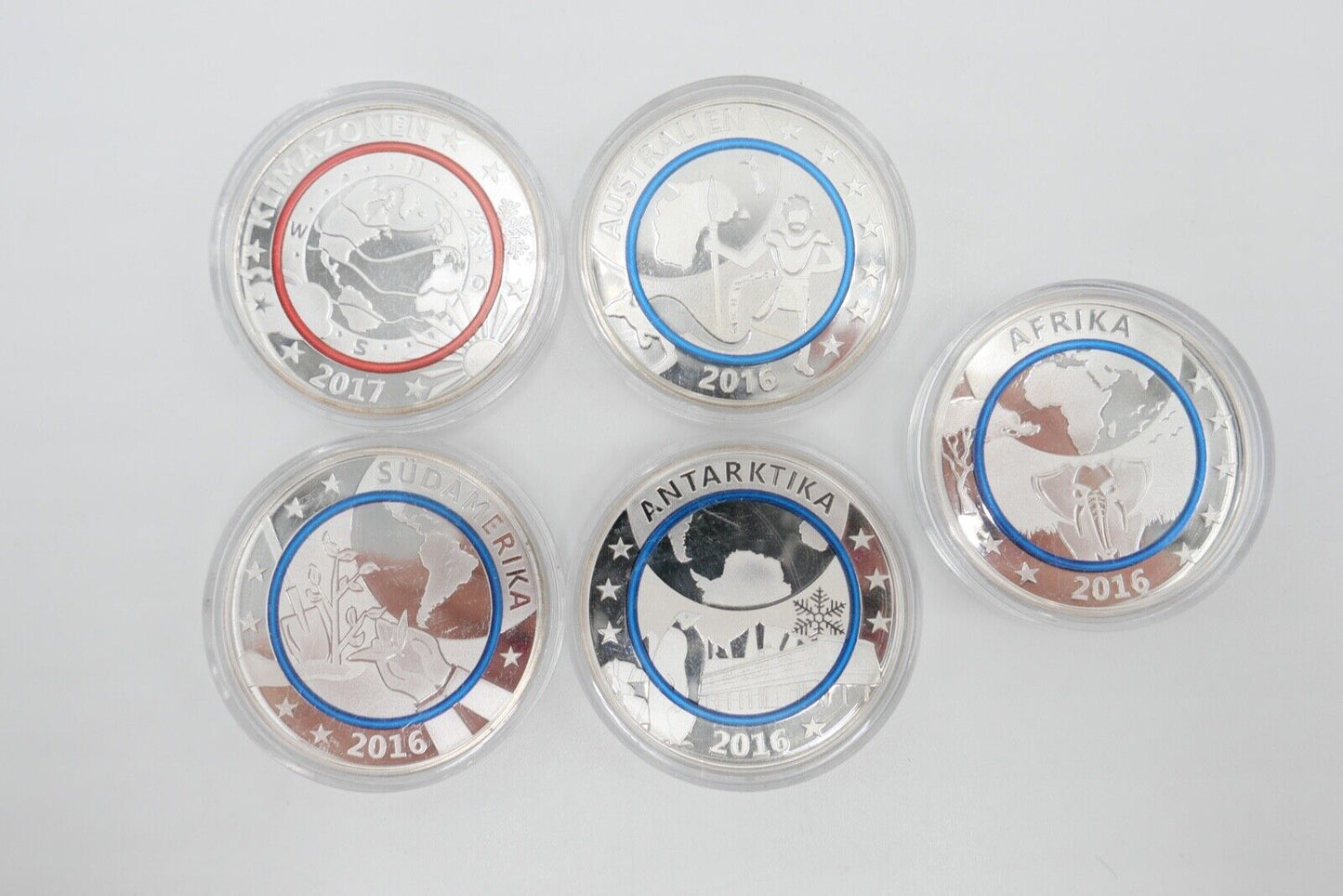 5 Stück Deutsche Sonder Gedenkausgabe - Blauer Planet Erde 2016 Silber 333 - Antikhandel-Stuttgart