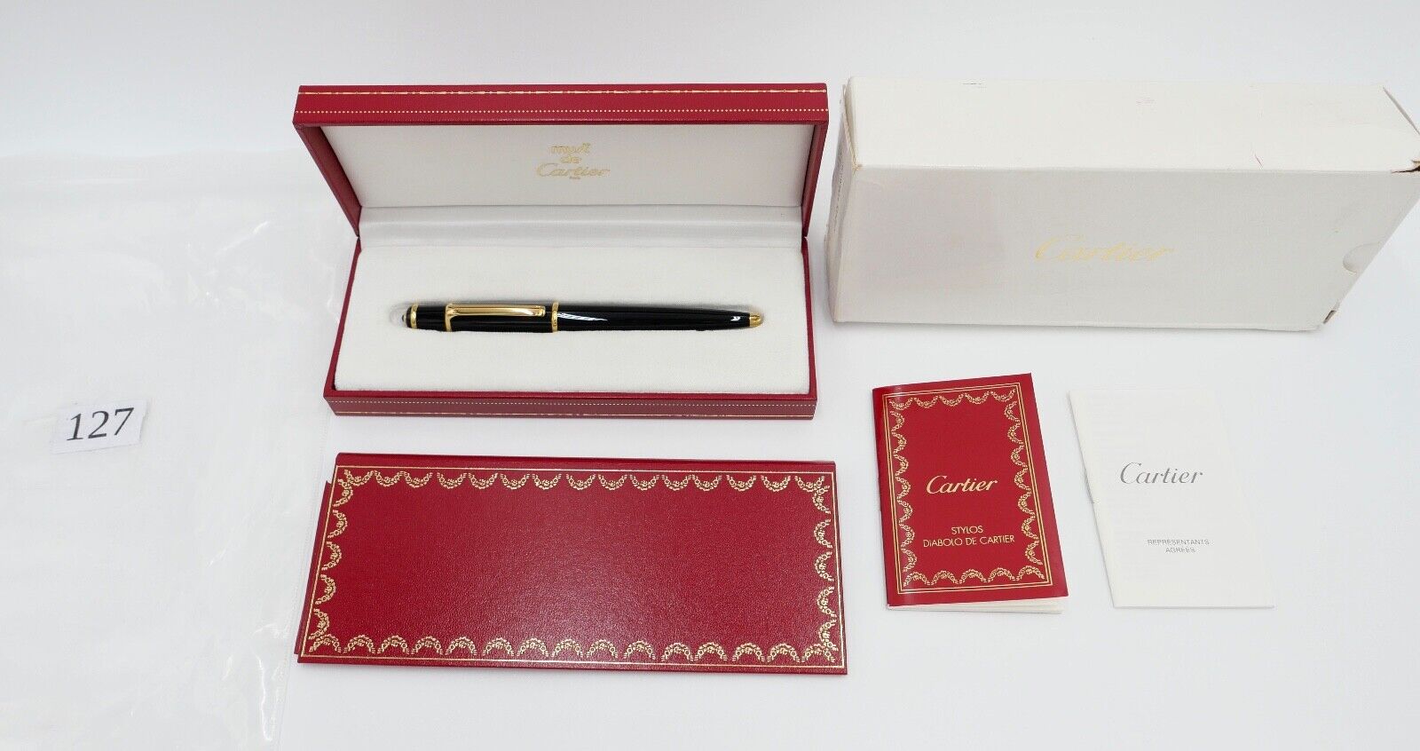 NEUwertig Vintage CARTIER ST18003 DIABOLO Composite Noir Kugelschreiber Roller - Antikhandel-Stuttgart