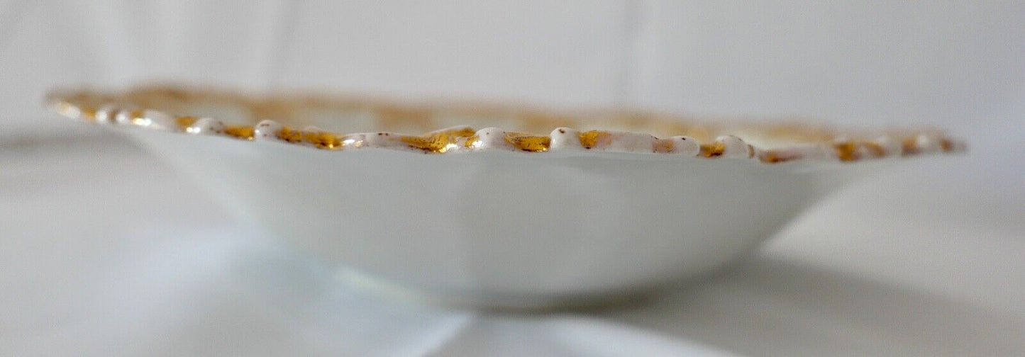 Antiker Meissen Prunk Teller Schale Weiß Goldrelief Staffage Ø 26 cm 19. Jh - Antikhandel-Stuttgart