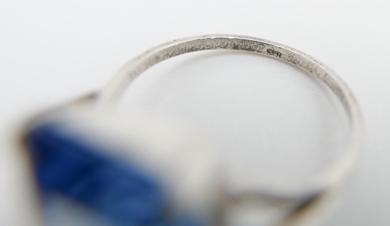 ART DECO Damenring Ring Silber 835 Gr. 57 mit blauem Glasstein - Antikhandel-Stuttgart