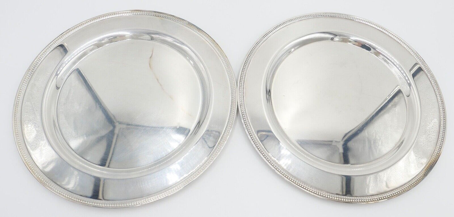 NEUwertig 5 Stück ONEIDA USA Servierplatte Platte Teller versilbert Perlenrand - Antikhandel-Stuttgart