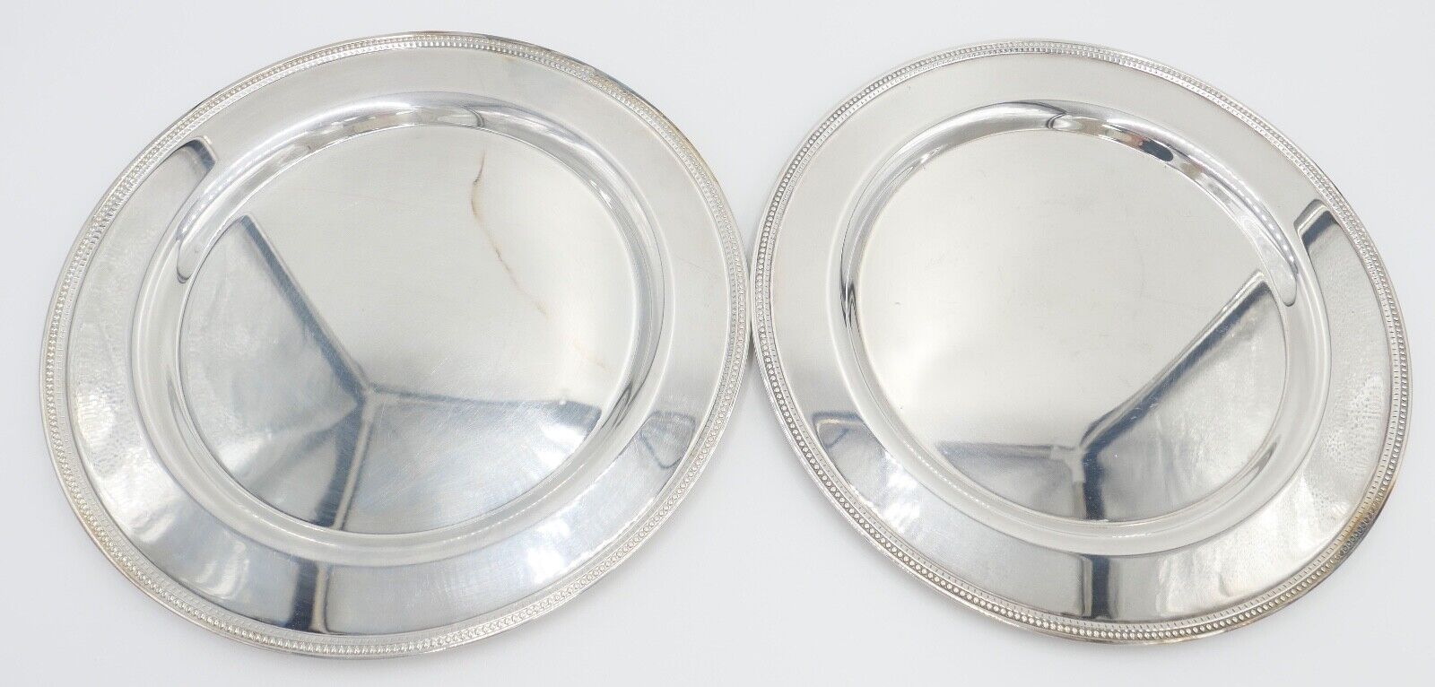 NEUwertig 5 Stück ONEIDA USA Servierplatte Platte Teller versilbert Perlenrand - Antikhandel-Stuttgart