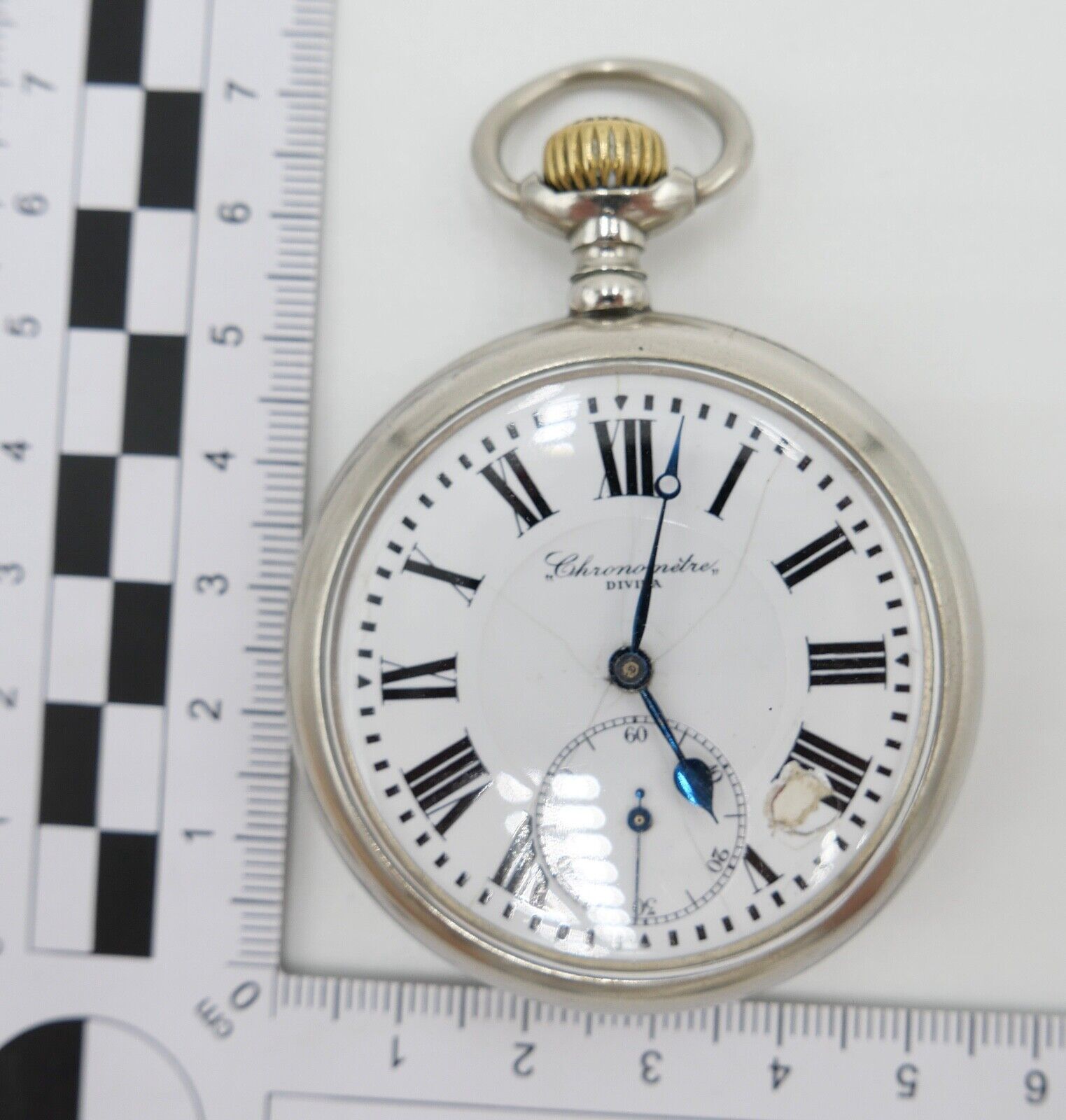 Alte Antike Taschenuhr Flügelrad Schweizer Kreuz Eisenbahn Ø 55mm Chronometer - Antikhandel-Stuttgart