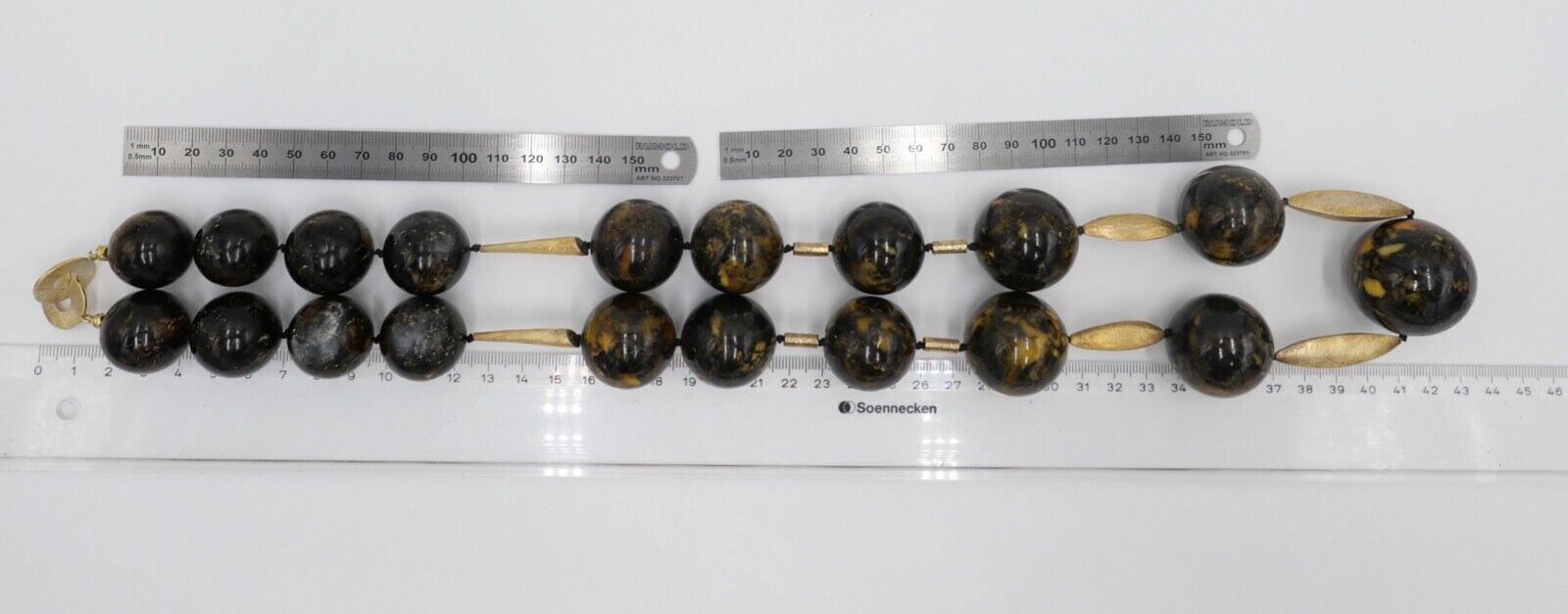 vintage XL Bernstein Kette Silber vergoldet Halskette Kugeln Collier 244,8 gr - Antikhandel-Stuttgart