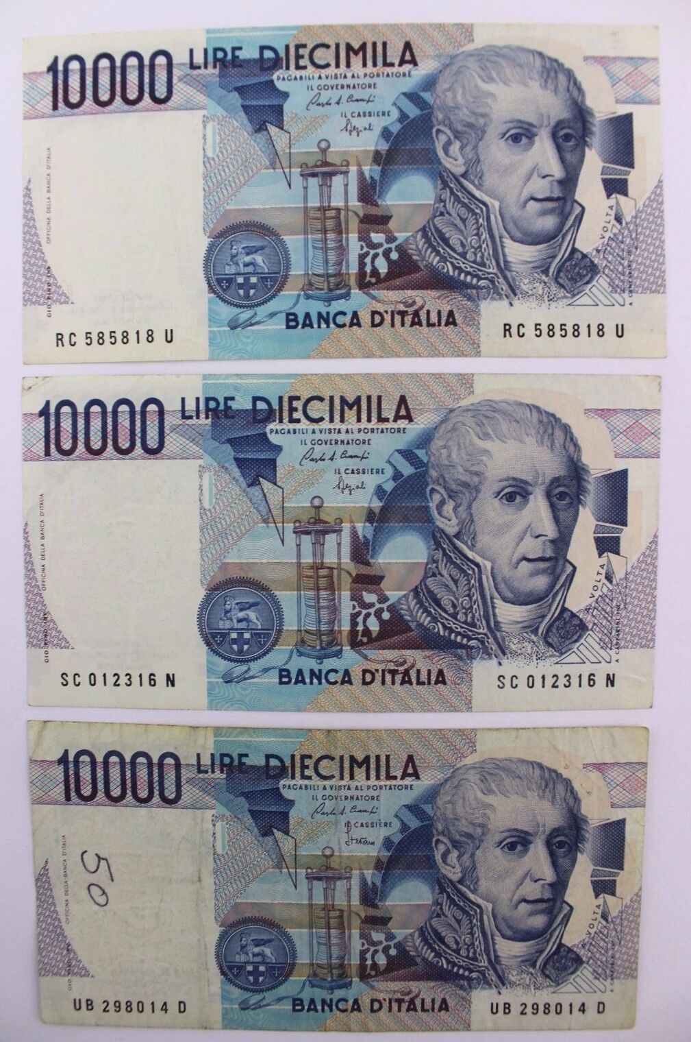 3x 10000 Lire Diecimila Italy Banknoten 1984 Guter Zustand good condition bill - Antikhandel-Stuttgart
