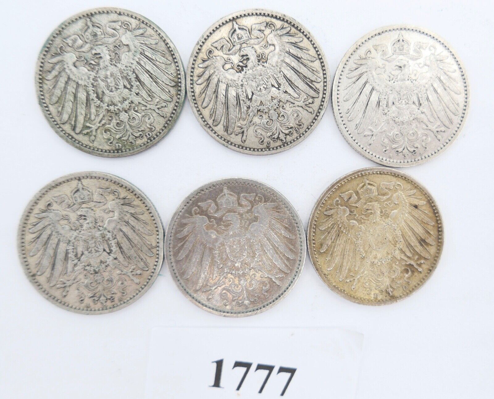 6x 1 Mark Kaiserreich 1900-1915 Jäger J.17 VZ-STG Vorzüglich - Stempelglanz - Antikhandel-Stuttgart