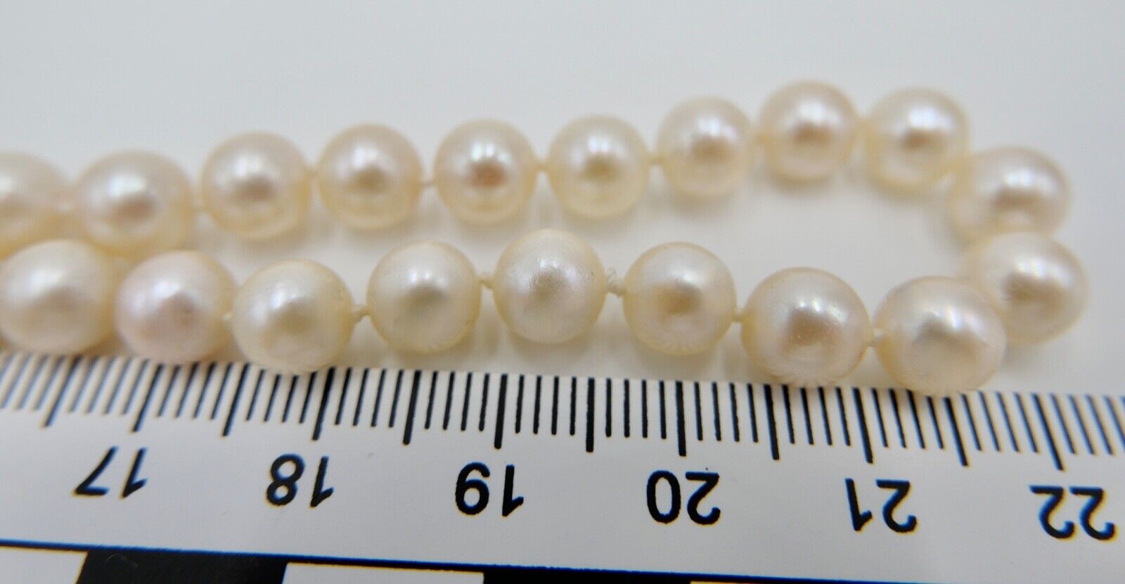 Bicolor Perlenkette Collier Zuchtperlen 46 cm Gold 585 / 14K Perlen Ø 7mm - Antikhandel-Stuttgart