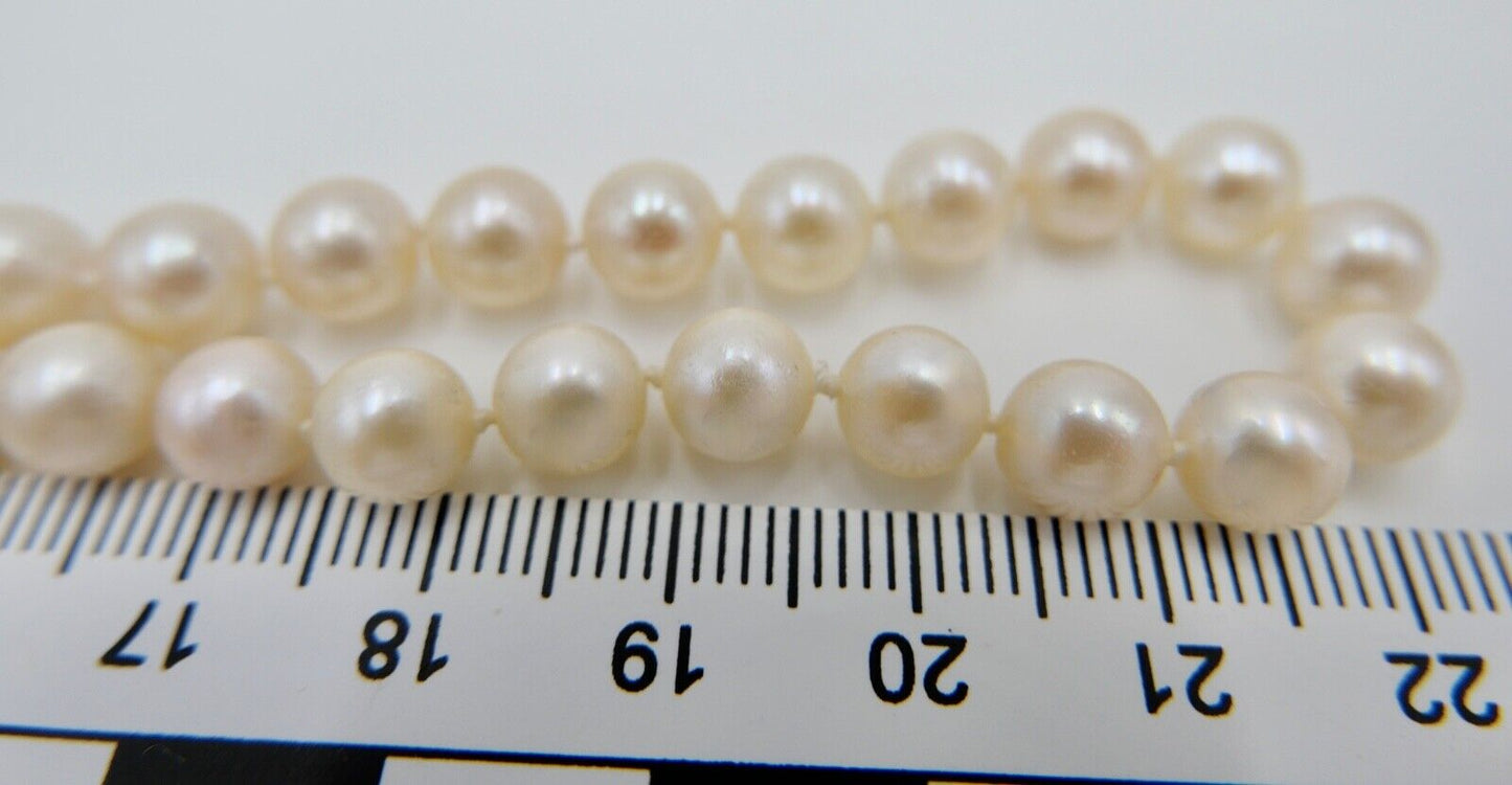 Bicolor Perlenkette Collier Zuchtperlen 46 cm Gold 585 / 14K Perlen Ø 7mm - Antikhandel-Stuttgart